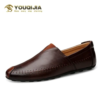 

YOUQIJIA Men Casual Shoes Leather Walk Boat Shoe Loafers Moccasins Flats Shoes Men Luxury Brand Hot Sale Fashion