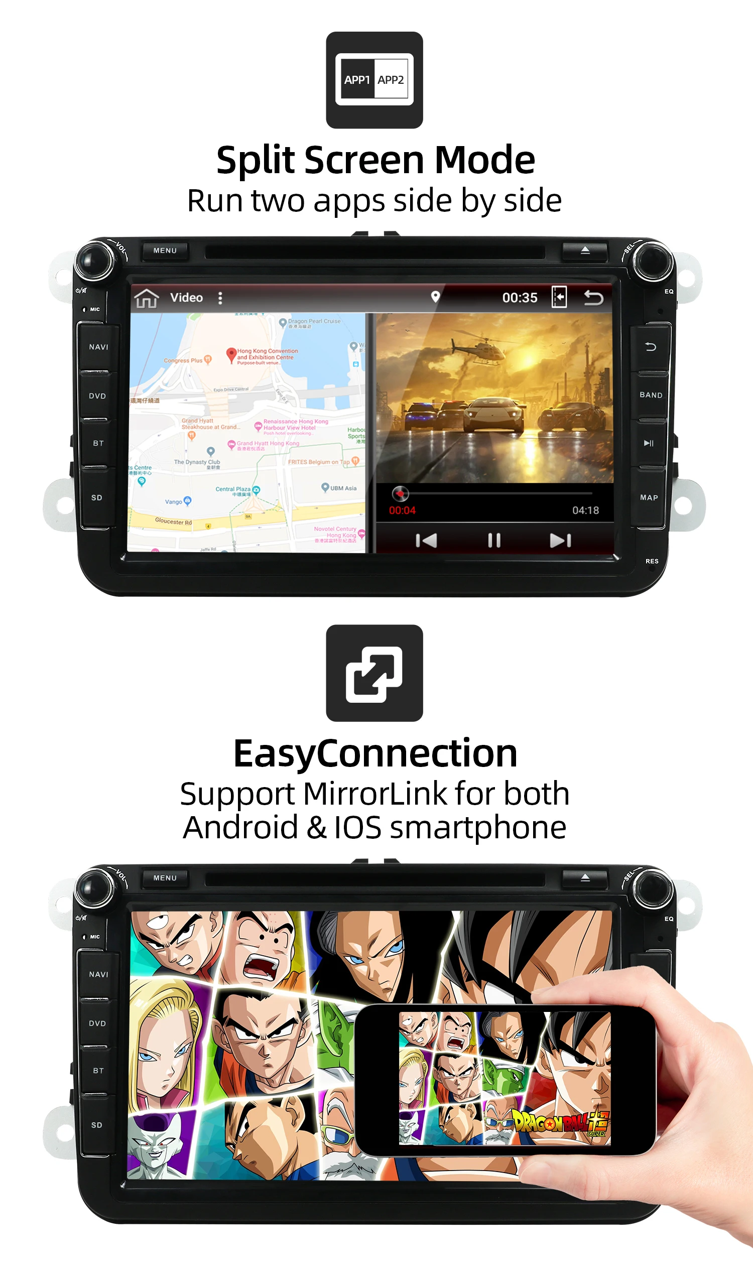 Perfect PX6 For Volkswagen Autoradio 2 din Android 9.0 For passat b6 t5 touran polo sedan golf 4 5 6 skoda Android 9.0 Wifi BT SWC 4+64G 5