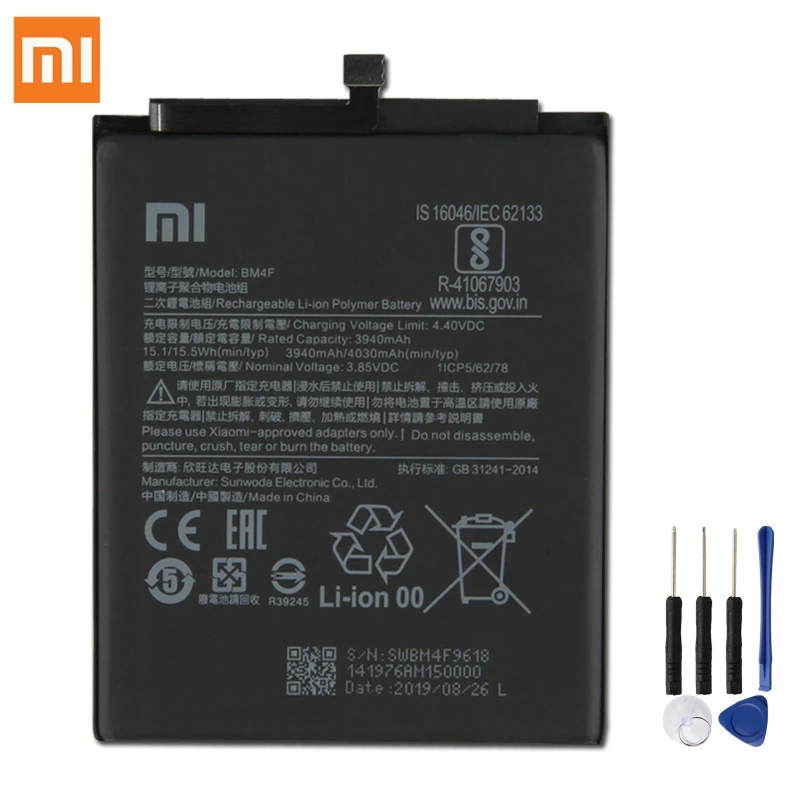 

Original XIAOMI BM4F Replacement Phone Battery For Xiaomi CC9 CC9e CC9 e Authentic Phone Batteries 4030mAh