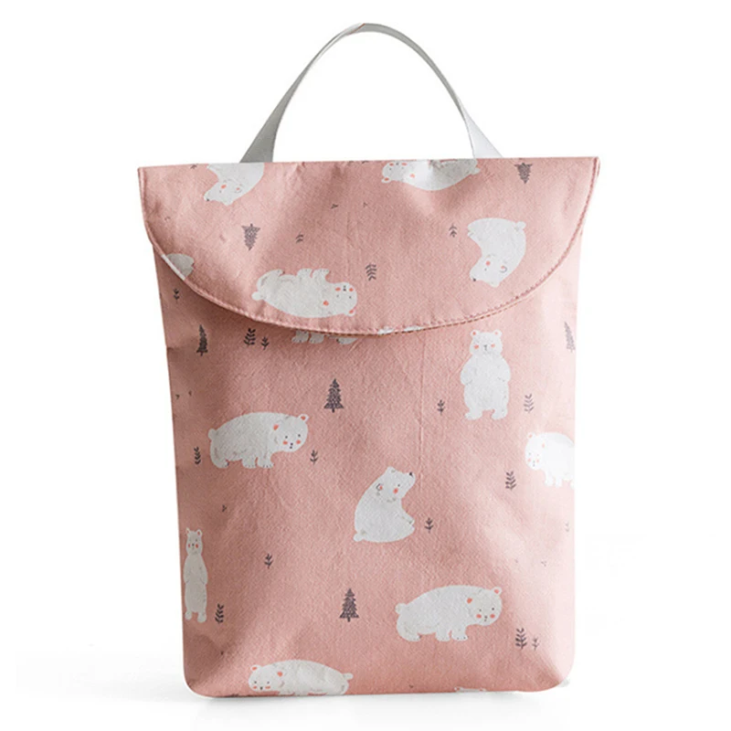 pink bear Новые Большие Детские пеленки мешок большой Ёмкость хлопок Уход за матерью Сумочка Детские пеленки Органайзер Портативный рюкзак полезные - Цвет: pink bear