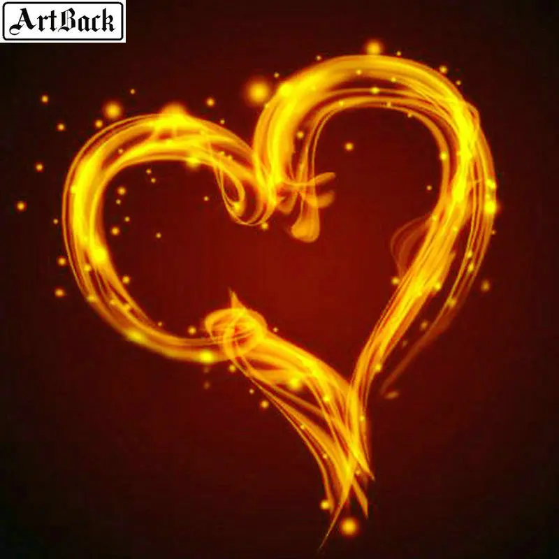 Artback полный квадратный 5D DIY Алмазная картина сердце Огонь Значок вышивка