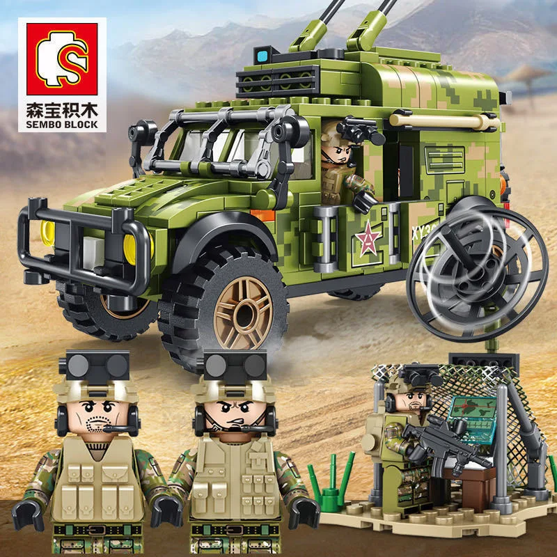 

SEMBO 105563 303pcs MOC Technic series Building Blocks Dongfeng Armored Communication Command Vehicle Bricks Toys for Kids