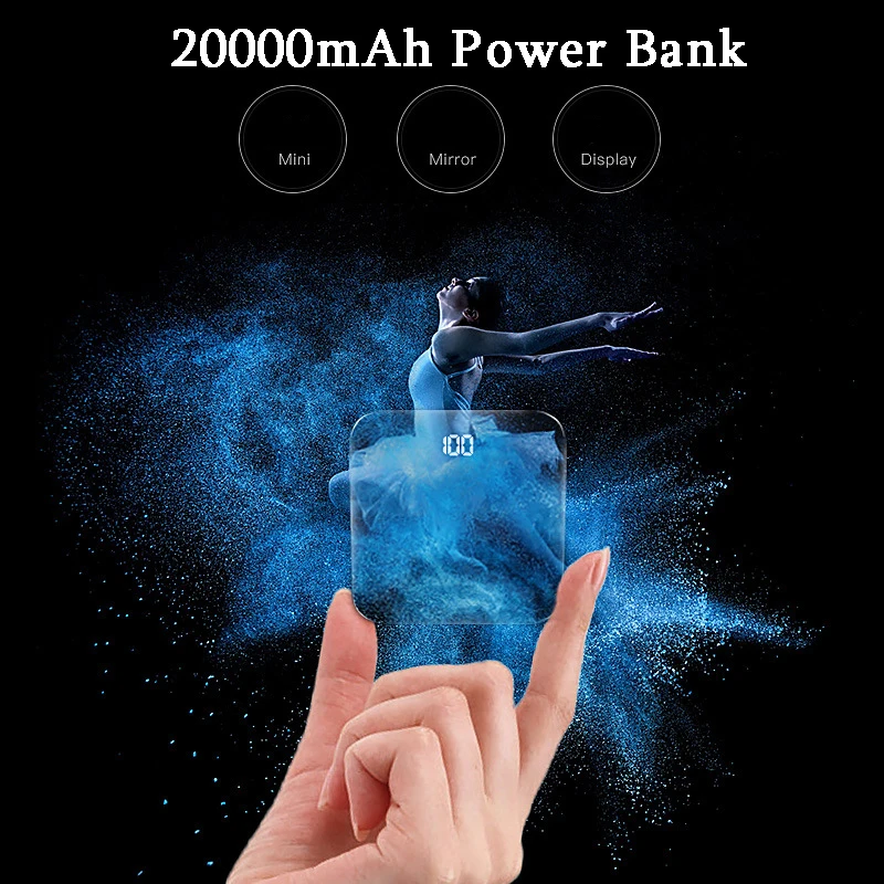 

New Hot Selling 10000mAh Mini Power Bank Full Screen Digital Display Phone Accessories Three Input Port Double Outlet Portable