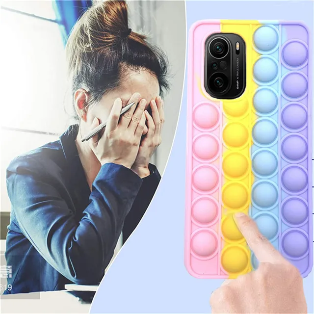 For Redmi Note 9 Pro 9S 7 8 Pro Push Pop Bubble Fidget Toy Soft Case for Redmi 9 9T 9C 9A Mi Poco X3 M3 Sensory Stress Reliver Redmi K40