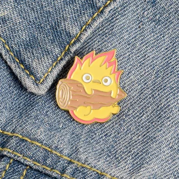 

Howl's Moving Castle Calcifer Brooches for Women Cute Cartoon Badges Fire Demon Enamel Pin Jewelry Clothes Backpack Accessories
