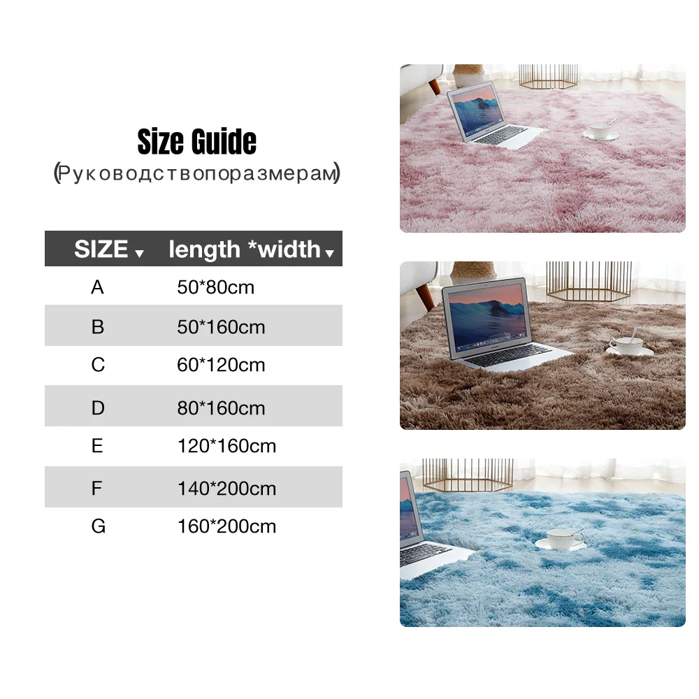 Plush Carpet Living Room Decoration Fluffy Rug Thick Bedroom Carpets Anti-slip Floor Soft Lounge Rugs Solid Large Carpets Floor