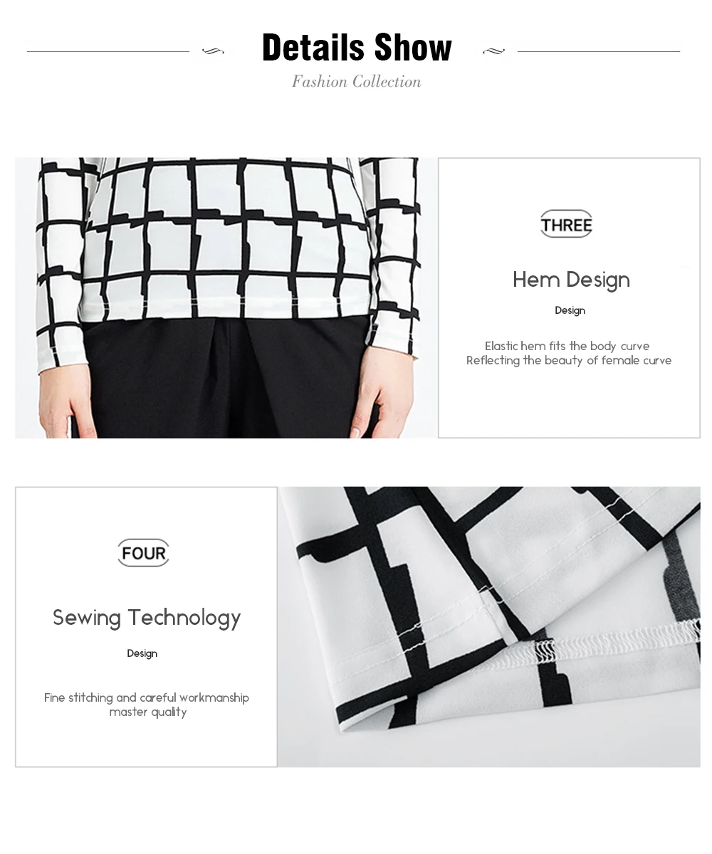 new women's T-shirt long sleeve T-shirt autumn fashion Urban Simple V-neck Plaid top