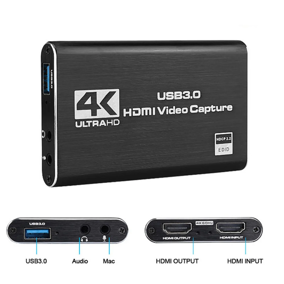 

Карта видеозахвата для прямой трансляции 1080P 4K USB3.0 HDMI, Карта видеозахвата для PS4 Xbox, коробка для записи