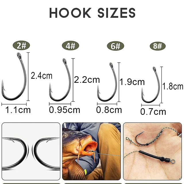 12Pcs 12lb Fishing Hair Rigs Assorted Hand Tied Carp Fishing Barbless Hooks  - AliExpress