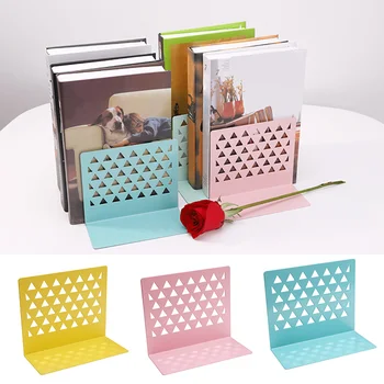 

1pcs Metal Hollow Book Stand Library Bookends Supports Office School Supplies JA55