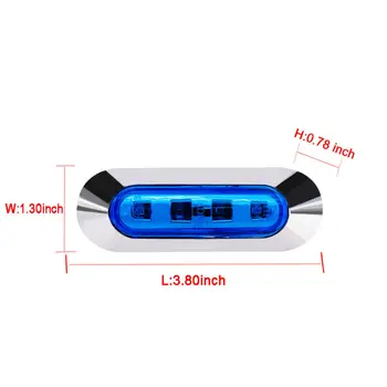 

10Pcs SMD 4-LED Blue Tail Light Truck Trailer Clearance Lamp Side Marker 10-30V Every Unit Includes 4 High Quality Leds