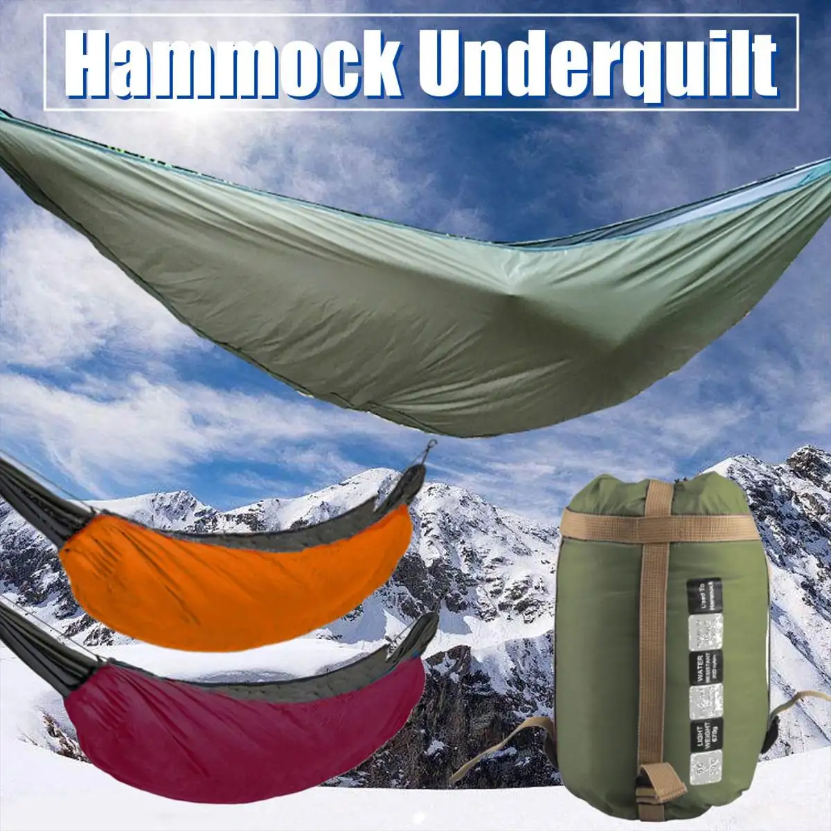 Portable Camping Hammock Underquilt Winter Warm Under Blanket Sleeping Bag 