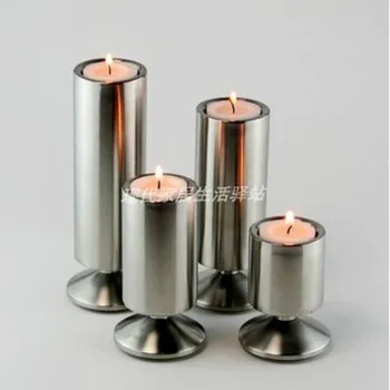 

Fashion Personality Household Decorations Furnishing Articles Stainless Steel Candle Holders With Foot 4pcs/set
