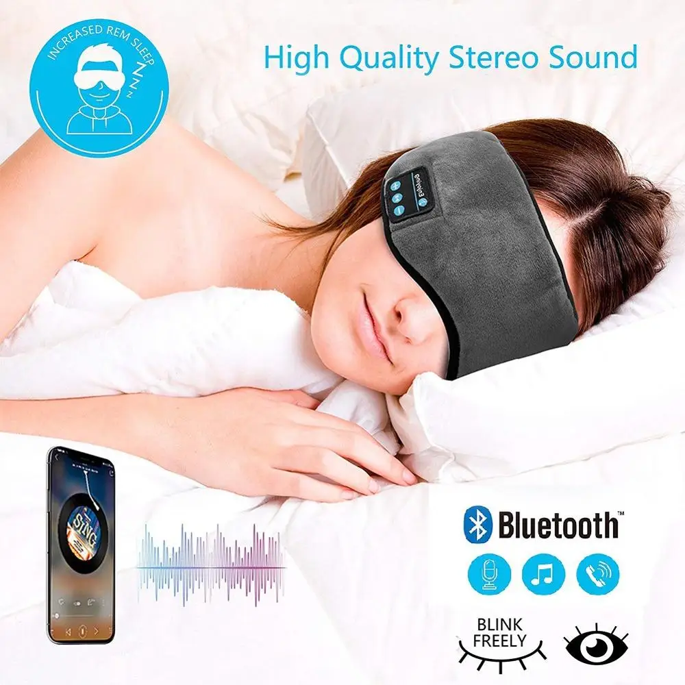 Bluetooth Sleeping Headphone Eye Mask Speakers Microphone