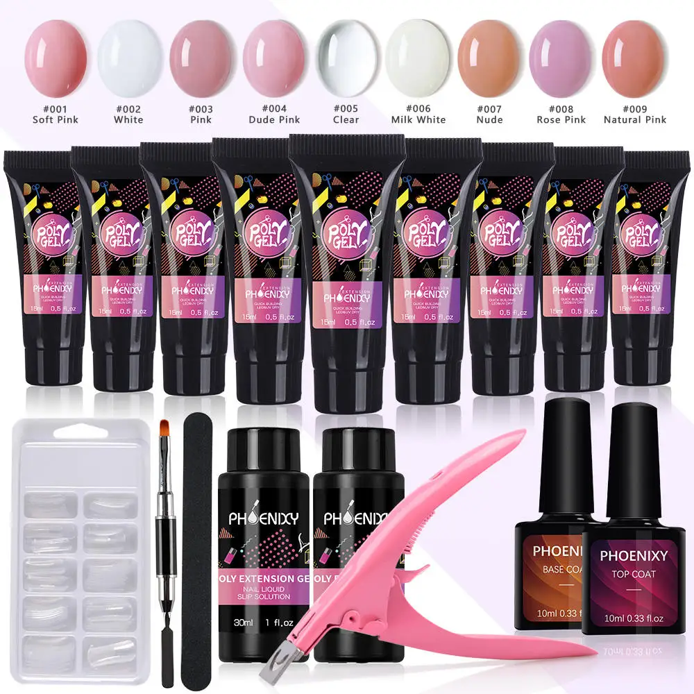 Billige Polygel Nagel Kit 15ml Builder Gel Nagel Spitze Form Quicking Gebäude Nail art Werkzeuge Kit Nagel Extensions Fest Jelly gel Maniküre Set