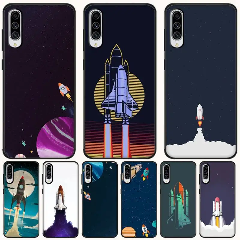 

ByLoving outer space rocket Cover Black Soft Shell Phone Case For Samsung A6 6S 6Plus 7 720 750 8 8 PLUS 9 920 2018 A8 A9STAR