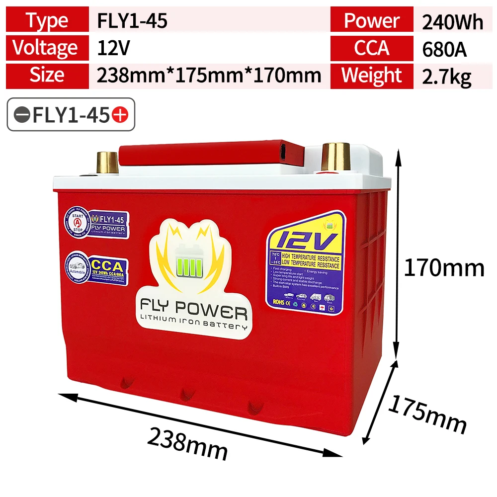 12V LiFePO4 Car Start Battery 20Ah-80Ah 240-960Wh CCA 680A-2300A With BMS  12V Lithium Batteries For Car RV Golf Cart Boat Solar car jumper