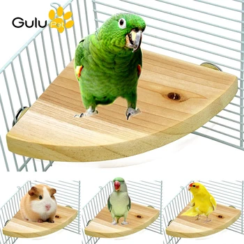 

Pet Toy Parrot Hamster Pedal Fan-Shaped Platform Stand Branch Perches For Bird Wood Toy 3 Sizes