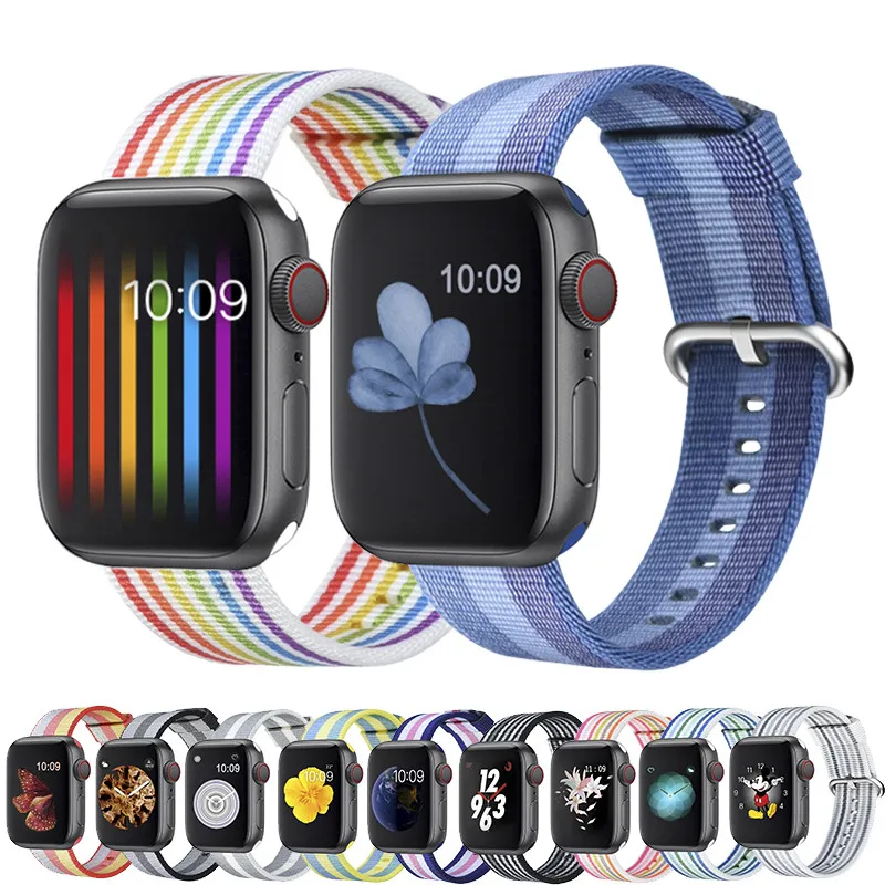 

Woven Nylon Replacement Band for Apple Watch Series 4 5 40mm 44mm Soft Strap for iWatch Series 3 2 1 38MM 42MM