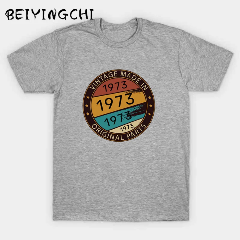 2020 New Vintage Made in 1973 Original Parts T shirts men Retro Born T-shirts father's birthday Christmas gift Tee shirt | Мужская