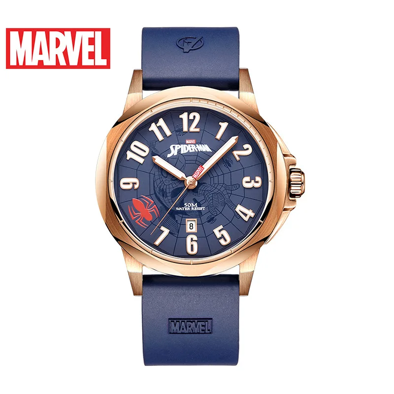 

MARVEL Quartz Mens Watches Luxury DISNEY Luminous Hands Silicone Watch Man Fashion Spider-man 5Bar Water-proof Mens Watch