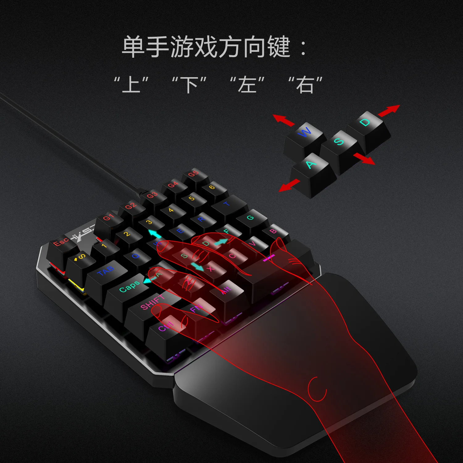 

One-Handed Keyboard Film Keyclick Mechanical Keyboard 35 Key Conflict-Free All-Metal Keyboard Suitable Every Chicken Game