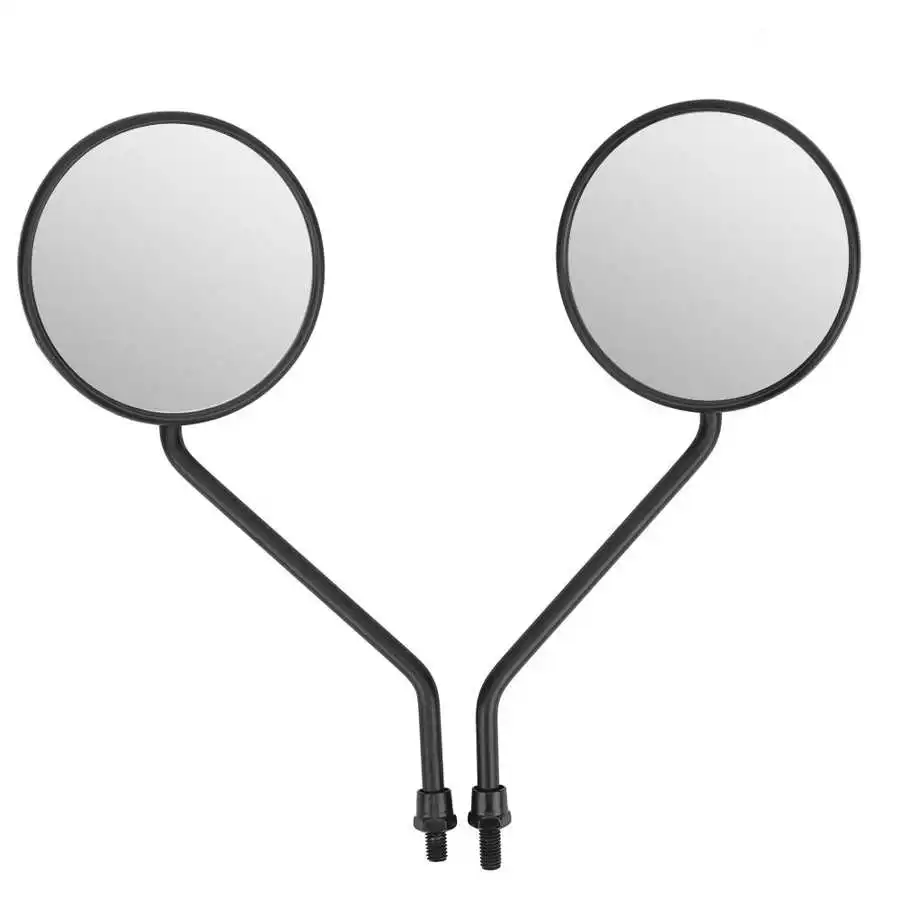 8mm/0.3in Rearview Mirror Universal Retro Round Side Mirrors Motorcycle Electric Bicycle Scooter ABS Shell + Metal Rod 2Pcs