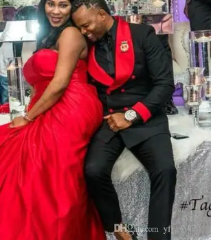 

2020 New Black Red Shwal Lapel Wedding Groom Men Suits Slim Fit Formal Double Breasted Tuxedos Costume Stage Prom Men Suit