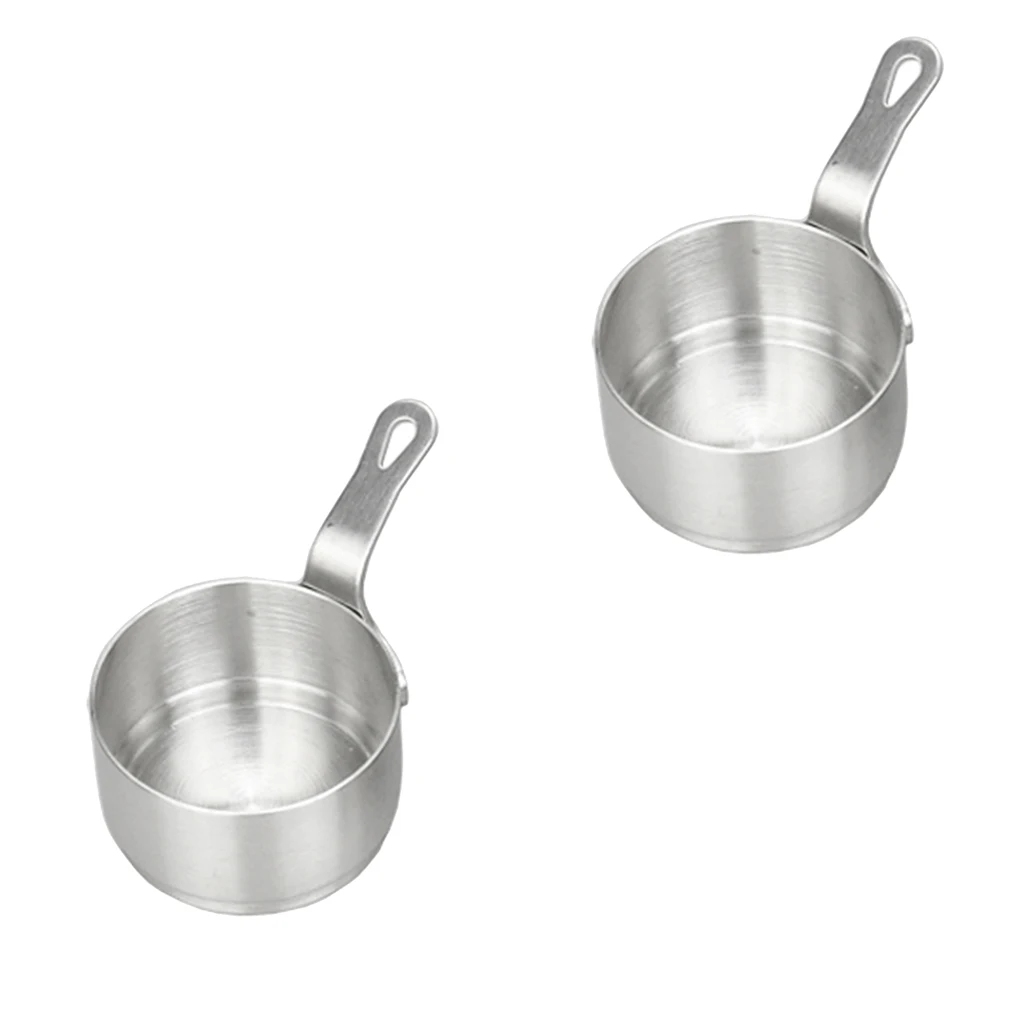 Stainless Steel Saucepan Small Cooking Pot Pan Milk Pan Coffee Warmer Chocolate Butter Melting Pots 50ml, Set of 2