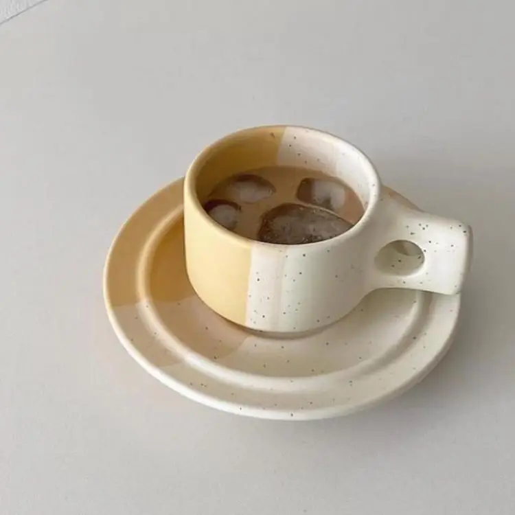 bonito do vintage xícara de café pires conjunto pequeno cerâmica francês bonito copos cappuccino copo morango leite caneca stanley