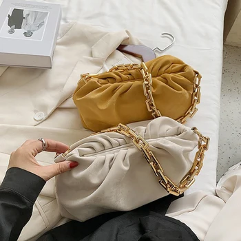

Fashion Cloud Women Shoulder Bag Lady Chain Underarm Clutch Pleated Handbag Shoulder Messenger Bags Pleated Cloud Totes