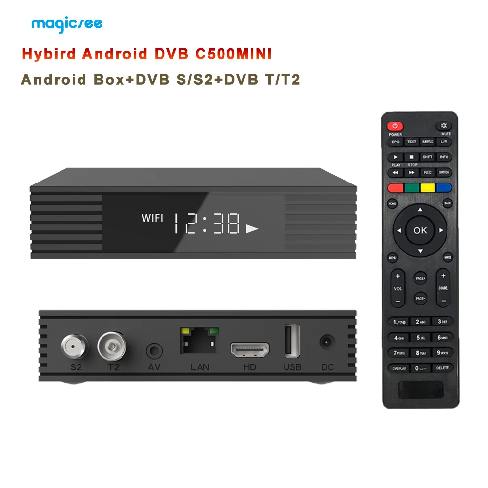 ТВ-приставка комбинированная Android 9 0 DVBS/S2 DVBT/T2 H.265 спутниковый ресивер S905W 4K C500MINI