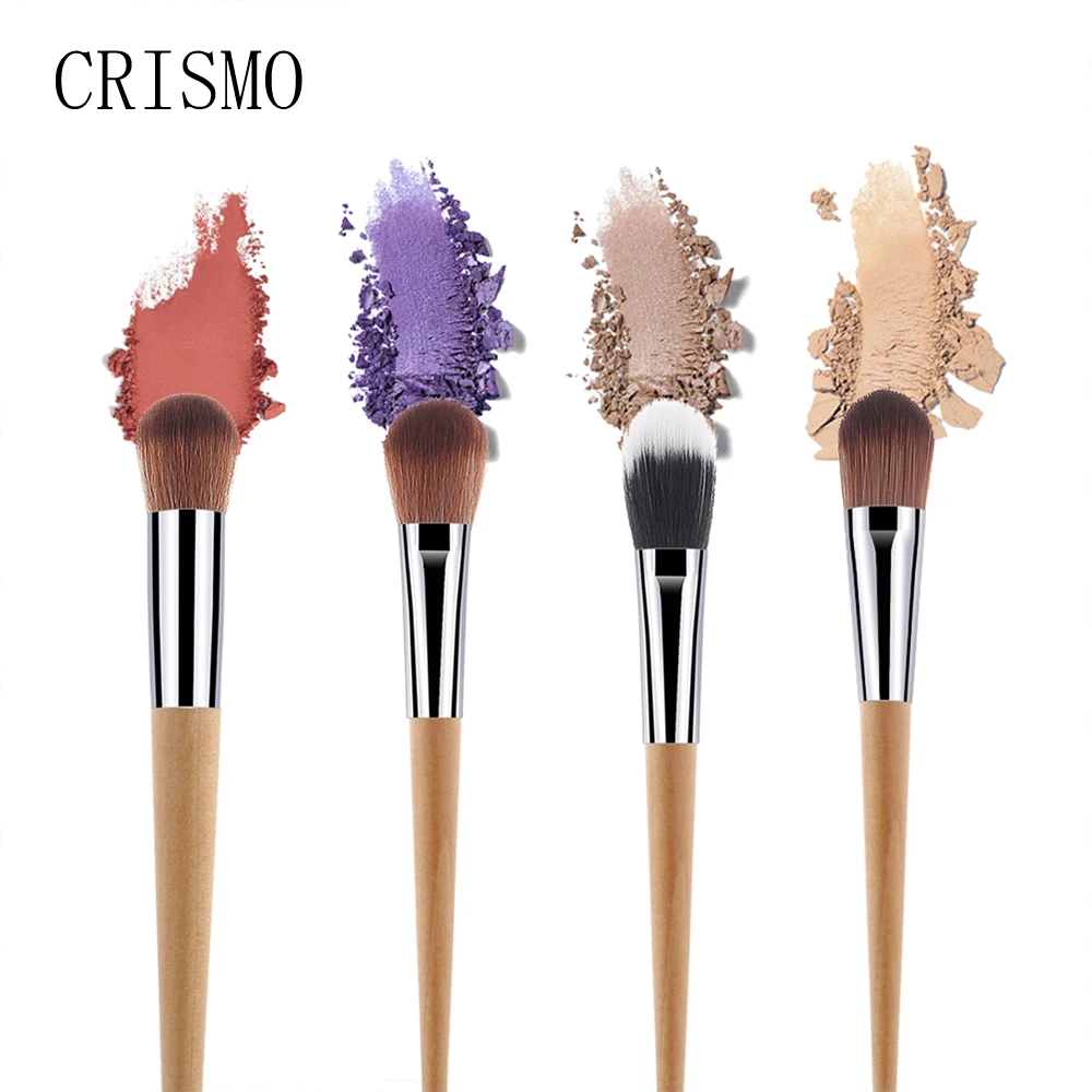 CRISMO 15pcs Wooden Makeup Brushes Set Flame Brush Eye Shadow Foundation Cosmetic Powder Blending Make Up 2