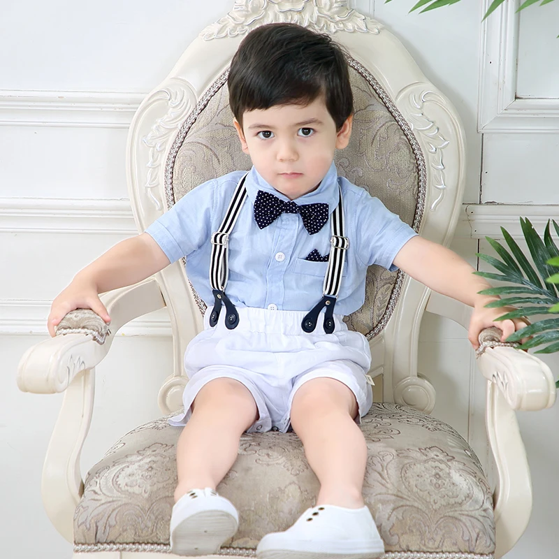 Одежда для младенцев Комбинезон для маленьких мальчиков, летний костюм с бантом, Официальный Детский комбинезон джентльмена+ белые шорты комплект одежды для новорожденных, размер 59