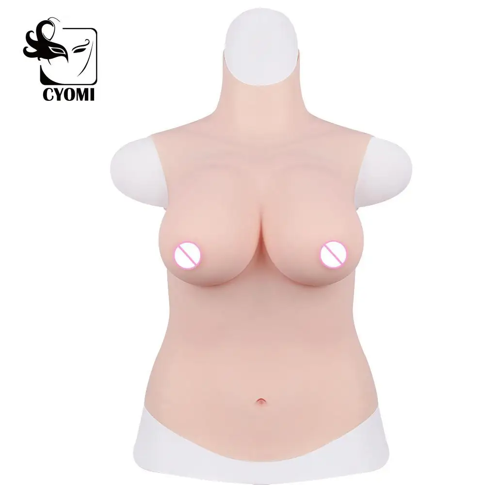 CYOMI D CUP Realistic Silicone Half Bodysuit High Collar Neck Fake Boobs Chest Breast Forms for Female Crossdresser Drag Queen CYOMI D CUP Realistic Silicone Half Bodysuit High Collar Neck Fake Boobs Chest Breast Forms for Female Crossdresser Drag Queen