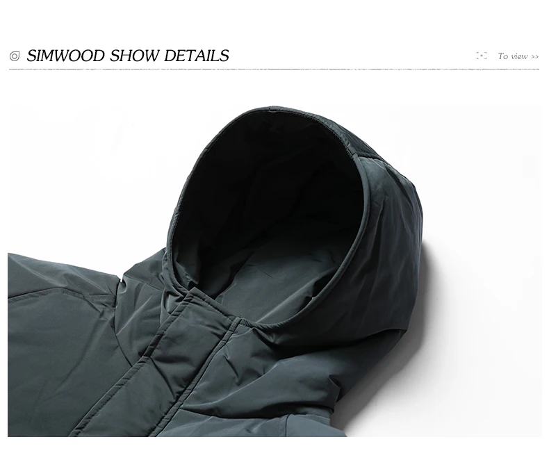 Мужское зимнее теплое пальто SIMWOOD, куртка с капюшоном и накладным карманом, дутая куртка-парка батальных размеров, 180598