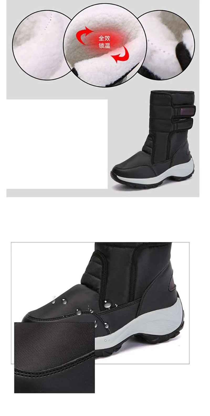ASILETO Mid-Calf snow Boots ladies Waterproof women's Winter Boots plush wedges shoes platform Booties Footwear booties size 42
