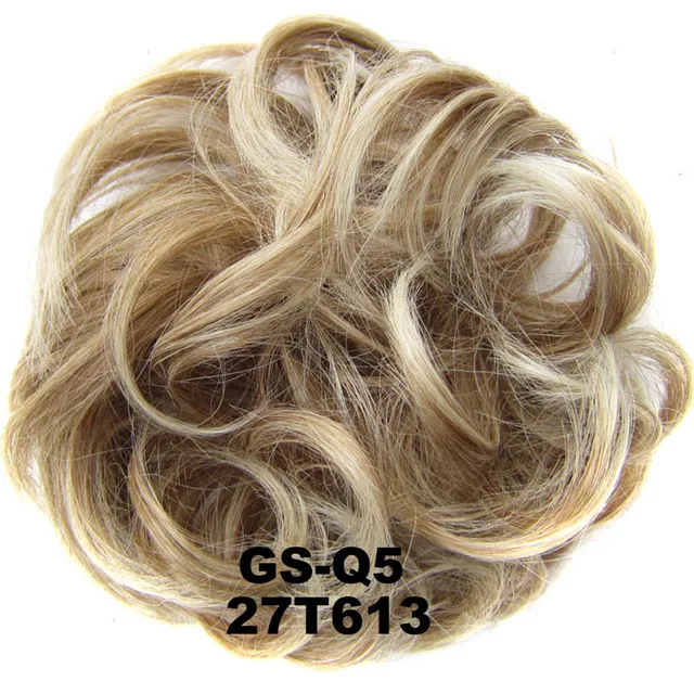 Jeedou Messy Chignon Donut Hair Bun Pad Elastic Hair Rope Rubber Band Synthetic Hairpiece Gary Brown Color 27T613