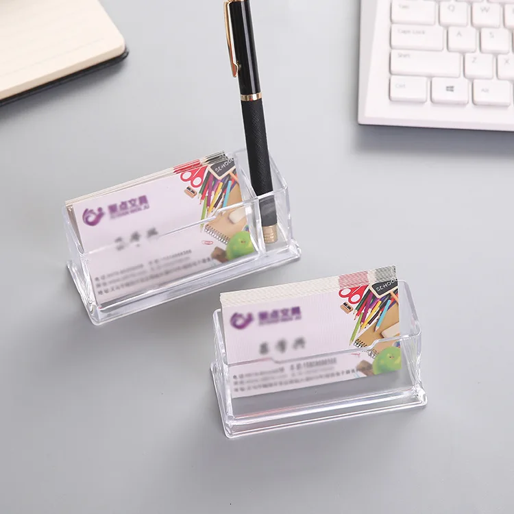 Oude Desktop Business Card Holder Box Acrylic Transparent Office Stationery Business Affairs Gift 2 Styles For Choice