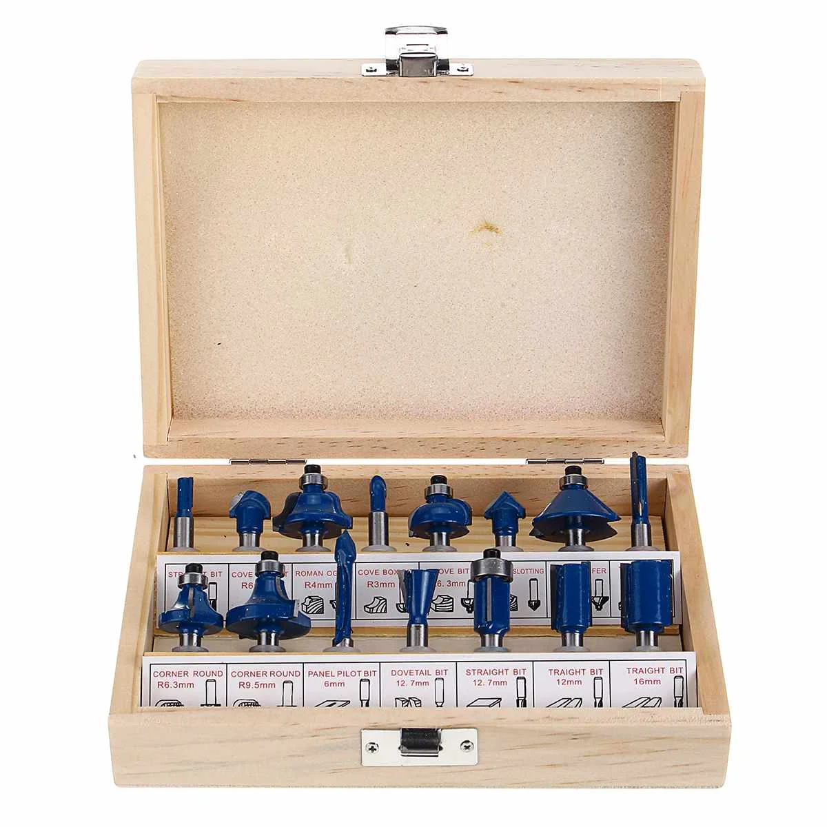 15pcs Router Bit Электрический триммер 1200 Вт 30000р/мин Электрический деревянный Ламинат Край ручной триммер маршрутизатор столярные станки Набор Деревообработка 6,35 мм Цанга резьба - Цвет: 15pcs Router Bit