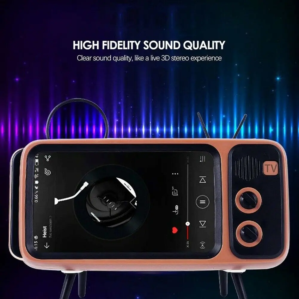 Bluetooth Speaker 3 In 1 Retro TV Mini Portable Wireless Bluetooth Bass Speaker Mobile Phone Holder Speaker Retro Photo Frame