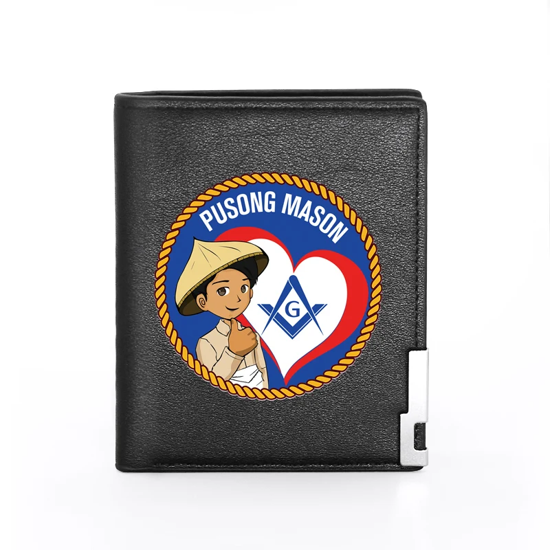 

Fashion Pusong Mason Wallet Men Women Leather Credit Card Holder Short Purse Money Bag High Quality