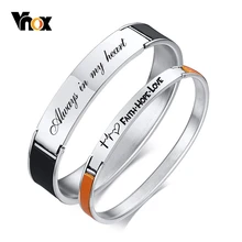 Vnox персонализировать пару браслетов для женщин мужчин нержавеющая сталь Натуральная кожа браслет настроить Подарок на годовщину