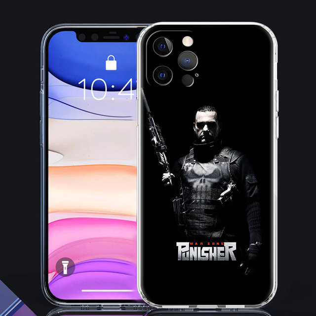 Phone Case For iPhone 11 13 12 Pro Max Casing 7 8 XR XS X 6 6S Plus SE Shell Soft Transparent Cover Marvel The Punisher