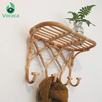 

1PC Rattan Clothes Hanger Hook Decorative Wall Hooks for Coat Key Hat Cloths Housekeeper on Wall Supplies Home