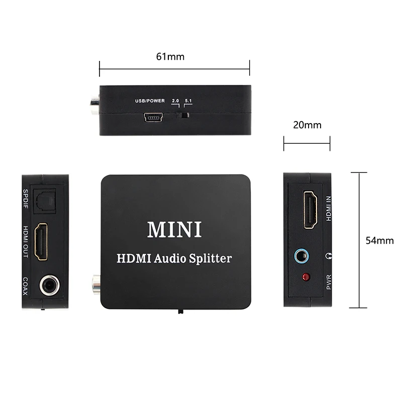 HDMI экстрактор сплиттер HDMI к HDMI SPDIF L/R 3,5 мм аудио видео конвертер с Usb кабелем