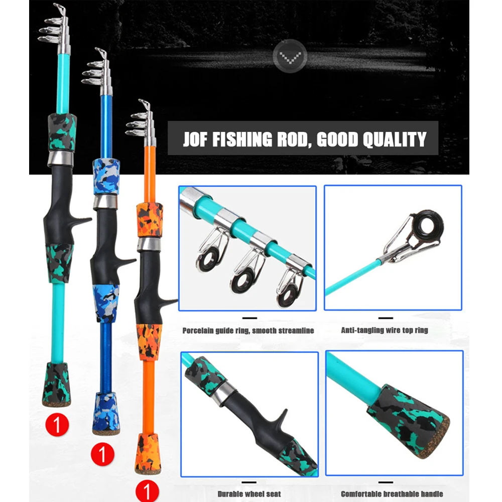 JOF Fishing Rod 1.3m 1.5m 1.8m Baitcasting Portable Fishing Rod