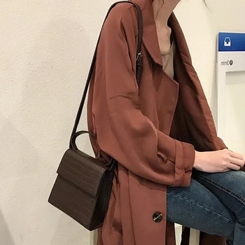 

Summer bag woman 2020 stylish Korean handbag retro crocodile-print pu leather small square bag single-shoulder cross-body bag