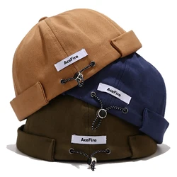 Vintage Dome Hat Men Solid Color Beanies For Women Docker Sailor Crimping Brimless Rolled Cuff Caps Casual Bucket Hats Wholesale