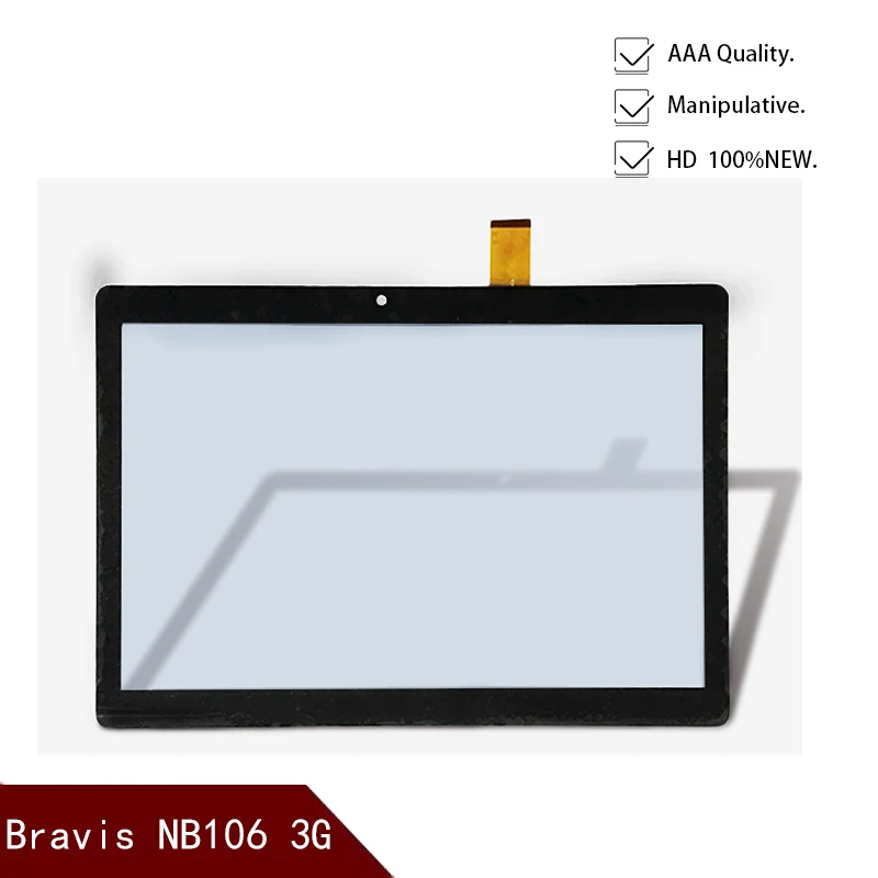 Black 100 New For 10.1" Bravis Nb106 3g Tablet Touch Screen Panel